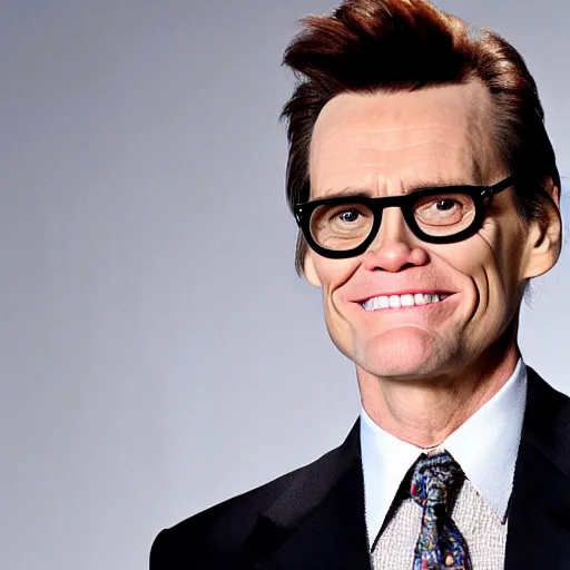 Image similar to jim carrey pretending to be larry king