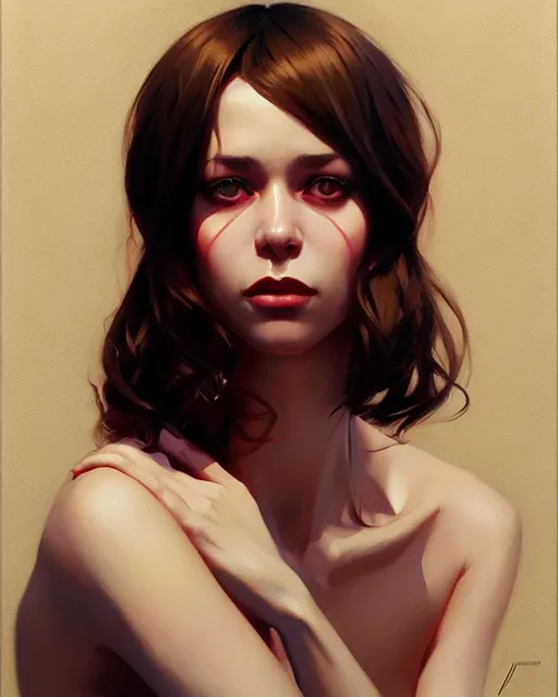 Image similar to surrogat, composition, audrey plaza, realistic shaded, fine details, realistic shaded lighting poster by ilya kuvshinov, magali villeneuve, artgerm, jeremy lipkin and michael garmash and rob rey