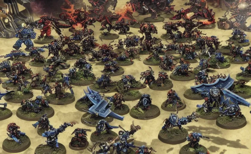 Image similar to warhammer 4 0 k emperor battling chaos gods, dramatic, scifi, epic, space battle