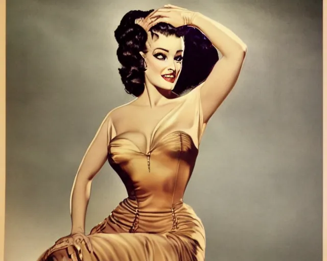 Prompt: 1 9 5 0 s pin up photo of the bride of frankenstein, vintage, muted color scheme, realistic, center, smooth, golden ratio, detailed, gil elvgren, earl moran, joyce ballantyne
