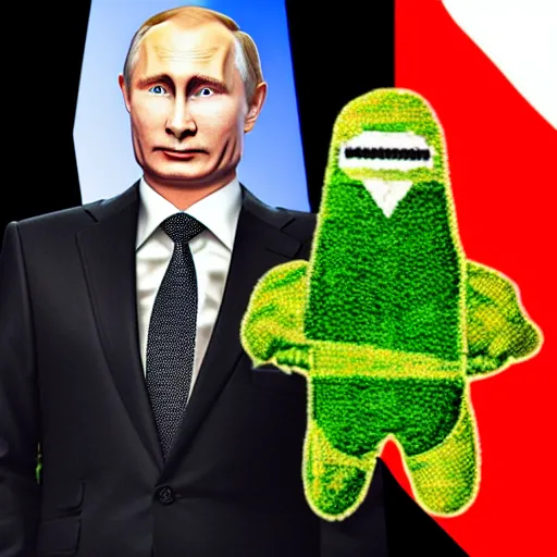 Image similar to putin wearing pickle costume, highly detailed, studio lighting, 4 k