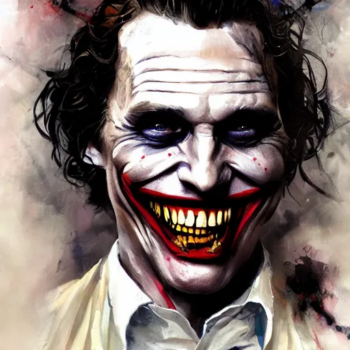 matthew mcconaughey as joker, dynamic pose, painted by | Stable ...