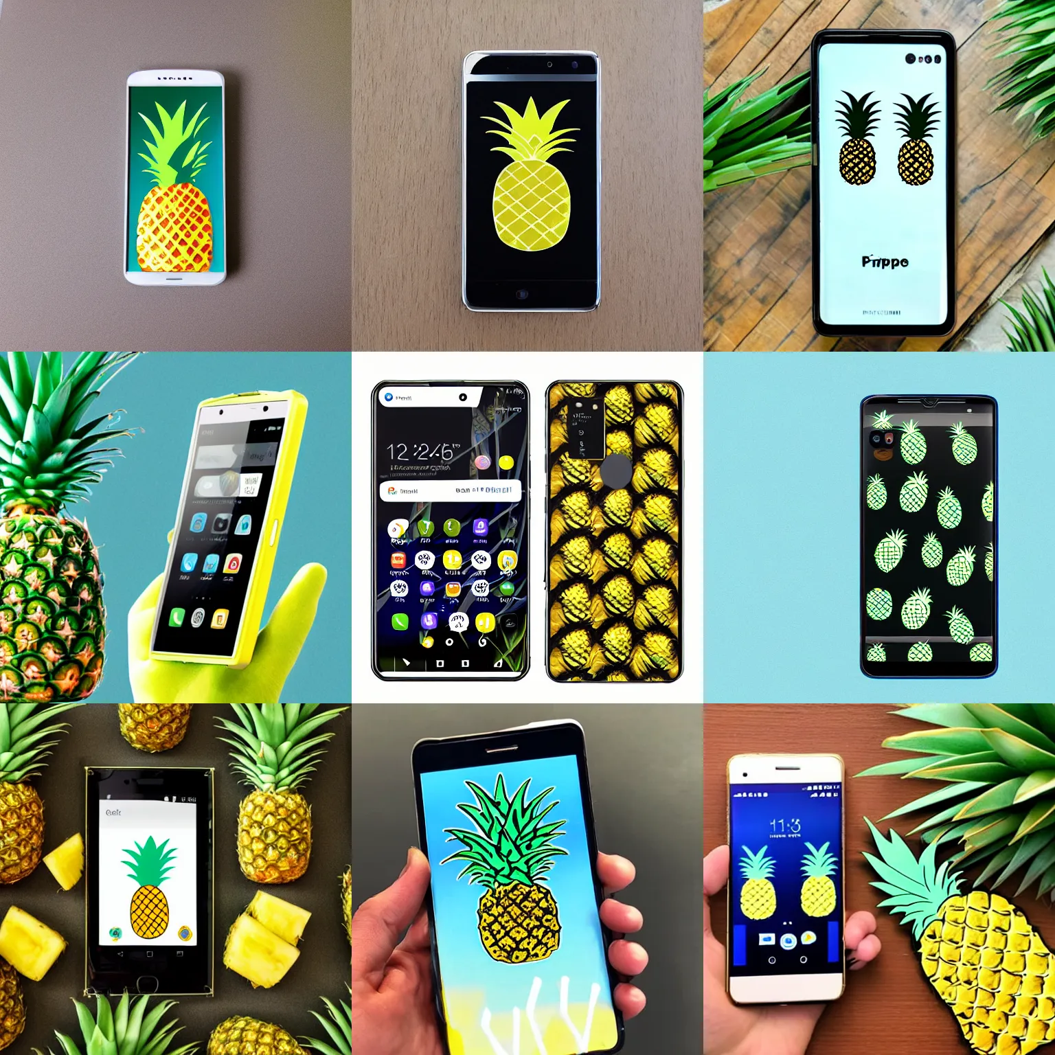 Prompt: pineapple themed smartphone