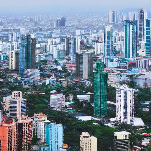 Prompt: manila skyline in the year 2 0 7 0, photograph