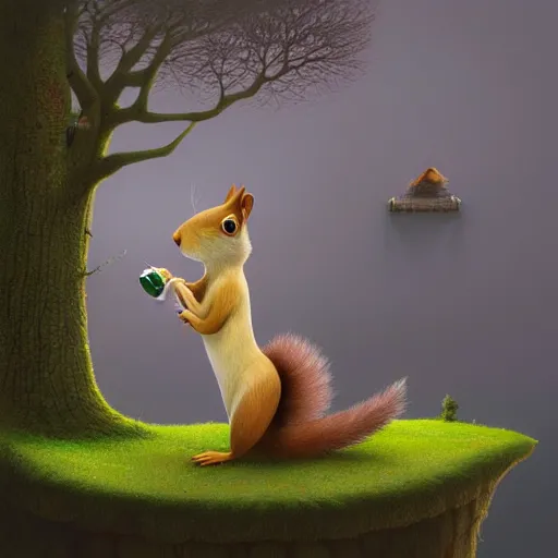 Prompt: squirrel, gediminas pranckevicius