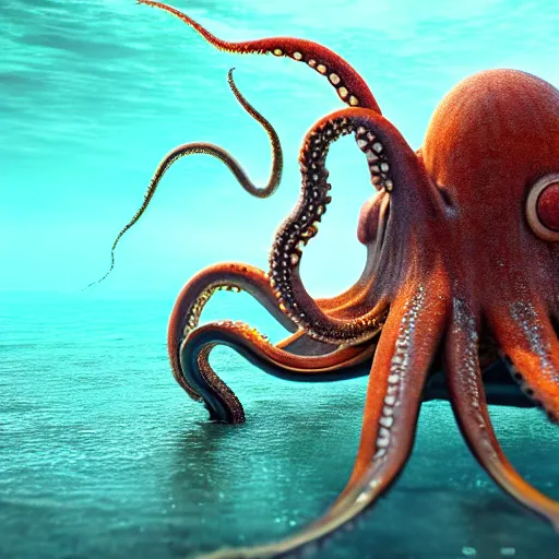 Image similar to A octopus in the ocean centered-photograph film still, dynamic action pose, National Geographic, insane detail, intricate, highly detailed, Zeiss Lens, DSLR photography, smooth, sharp focus, Unreal Engine 5, Octane Render, 85mm lens Redshift, depth of field 8K