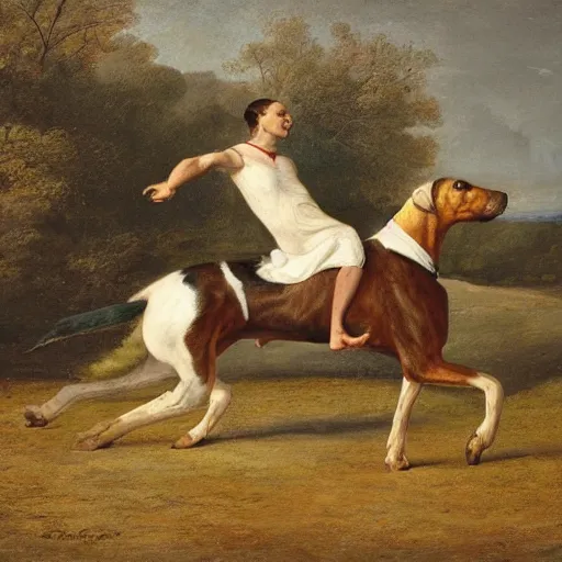 Prompt: a beagle riding a horse