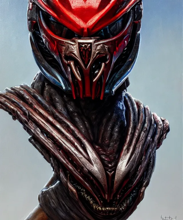 Image similar to a bust shot of the predator by ken barthelmey, oil on canvas, deep depth field, masterpiece, trending on artstation, featured on pixiv, cinematic composition, hyper - detailed, hd, hdr, 4 k, 8 k