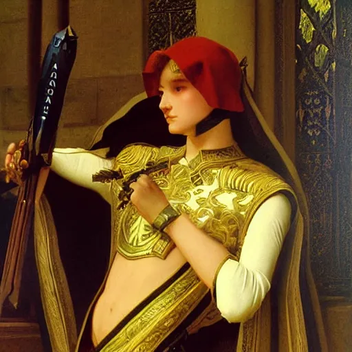 Prompt: beautiful blonde paladin highly detailed painting by Paul Delaroche