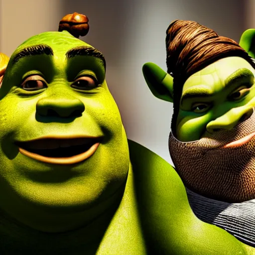 Image similar to dof photo of nerdy shrek