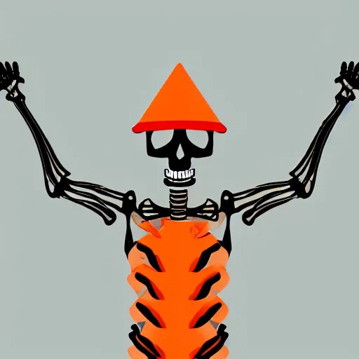 Image similar to a skeleton with hands that looks like traffic - cones