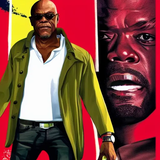 Image similar to Samuel L. Jackson on GTA V cover art