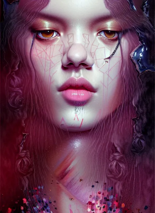 Image similar to jossi of blackpink, king, tarot card, highly detailed, digital painting, smooth, sharp focus, illustration, ultra realistic, unreal engine 8 k, art by karol bak and agnes cecile