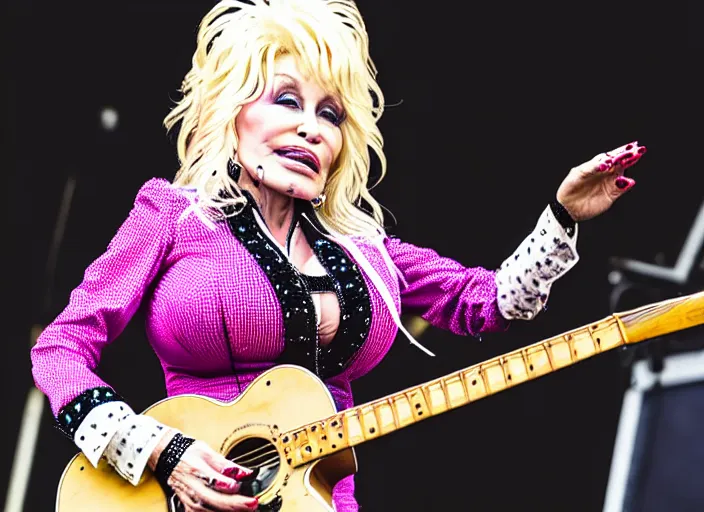 Image similar to photo still of dolly parton at the vans warped tour 2 0 1 8!!!!!!!! at age 3 6 years old 3 6 years of age!!!!!!!! stage diving into the crowd, 8 k, 8 5 mm f 1. 8, studio lighting, rim light, right side key light