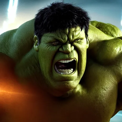 Prompt: hulk fighting juggernaut cain marko in an epic action scene, jumping, fists, explosive, marvel cinematic universe, photo realistic, super high resolution, shocking lights