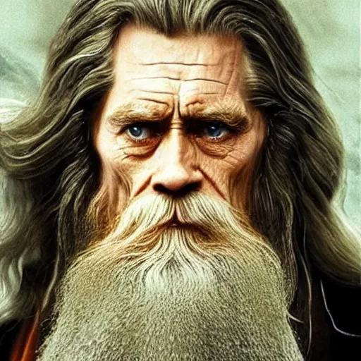 Prompt: bearded willem dafoe is gandalf in lord of the rings renaissance painting