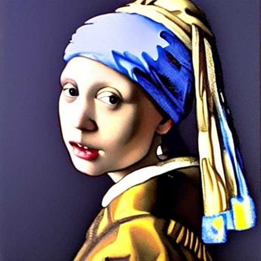 Image similar to The notorious BIG painter as the Girl with a Pearl Earring by Johannes Vermeer