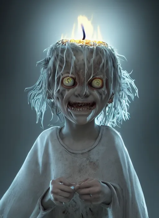 Image similar to toothchild channel zero teeth, candle cove, ultra detailed fantasy, elden ring, realistic, dnd, rpg, lotr game design fanart by concept art, behance hd, artstation, deviantart, global illumination radiating a glowing aura global illumination ray tracing hdr render in unreal engine 5