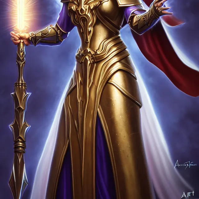 Prompt: holy paladin with light powers, artgerm, anne stokes, highly detailed, 8 k, hdr, close up, smooth, sharp focus, high resolution, award - winning photo