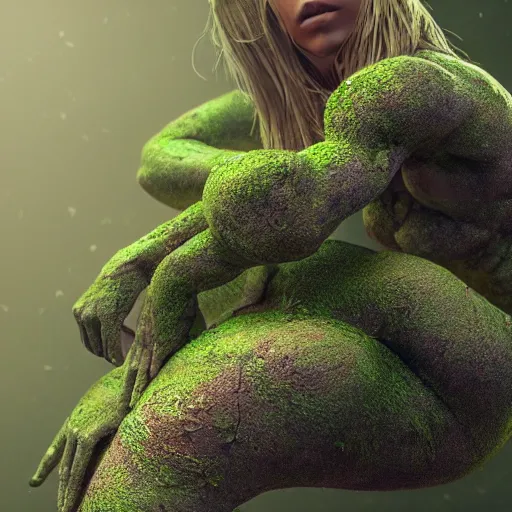 Prompt: full body pose, hyperrealistic photograph of a moss bikini, dim volumetric lighting, 8 k, octane beautifully detailed render, extremely hyper detailed, intricate, epic composition, cinematic lighting, masterpiece, trending on artstation, very very detailed, stunning, hdr, smooth, sharp focus, high resolution, award, winning photo, dslr, 5 0 mm