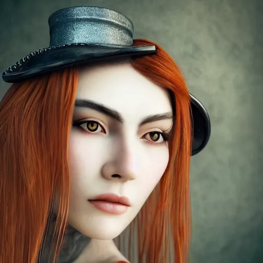 Image similar to a body portrait of a beautiful steampunk woman by zhang jingna, long hair, aged 2 5, swedish, wearing a travel hat, photo realistic, real life, photograph, 3 5 mm, octane render, trending on artstation