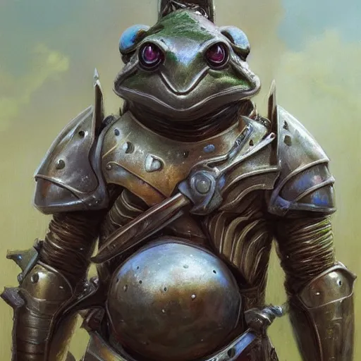 Image similar to frog as a realistic fantasy knight, closeup portrait art by donato giancola and greg rutkowski, realistic face, digital art, trending on artstation, symmetry!!, no helmet