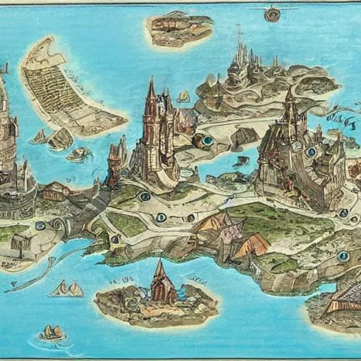 Prompt: a medieval map of atlantis, concept art, artstation