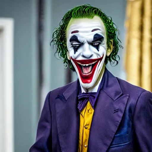 Image similar to film still of Barack Obama as joker in the new Joker movie