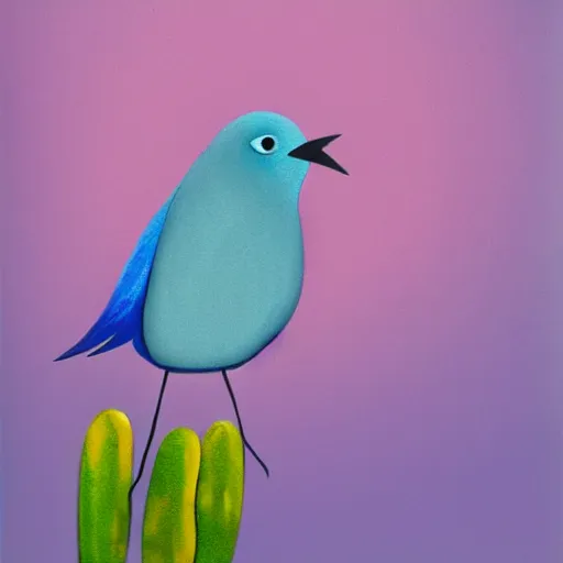 Prompt: a blue bird on a cactus