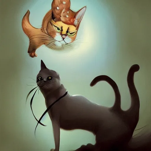 Prompt: a cat, in the style of peter mohrbacher and salvador dali