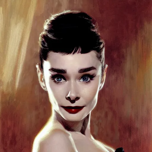Image similar to detailed realistic cinematic wide shot of beautiful attractive audrey hepburn lilly collins vampire woman wearing black bath robe slim face symettrical face clean skin black eyes black robe smooth, sharp focus, ultra realistic, spring light, painting by gaston bussiere, craig mullins, j. c. leyendecker