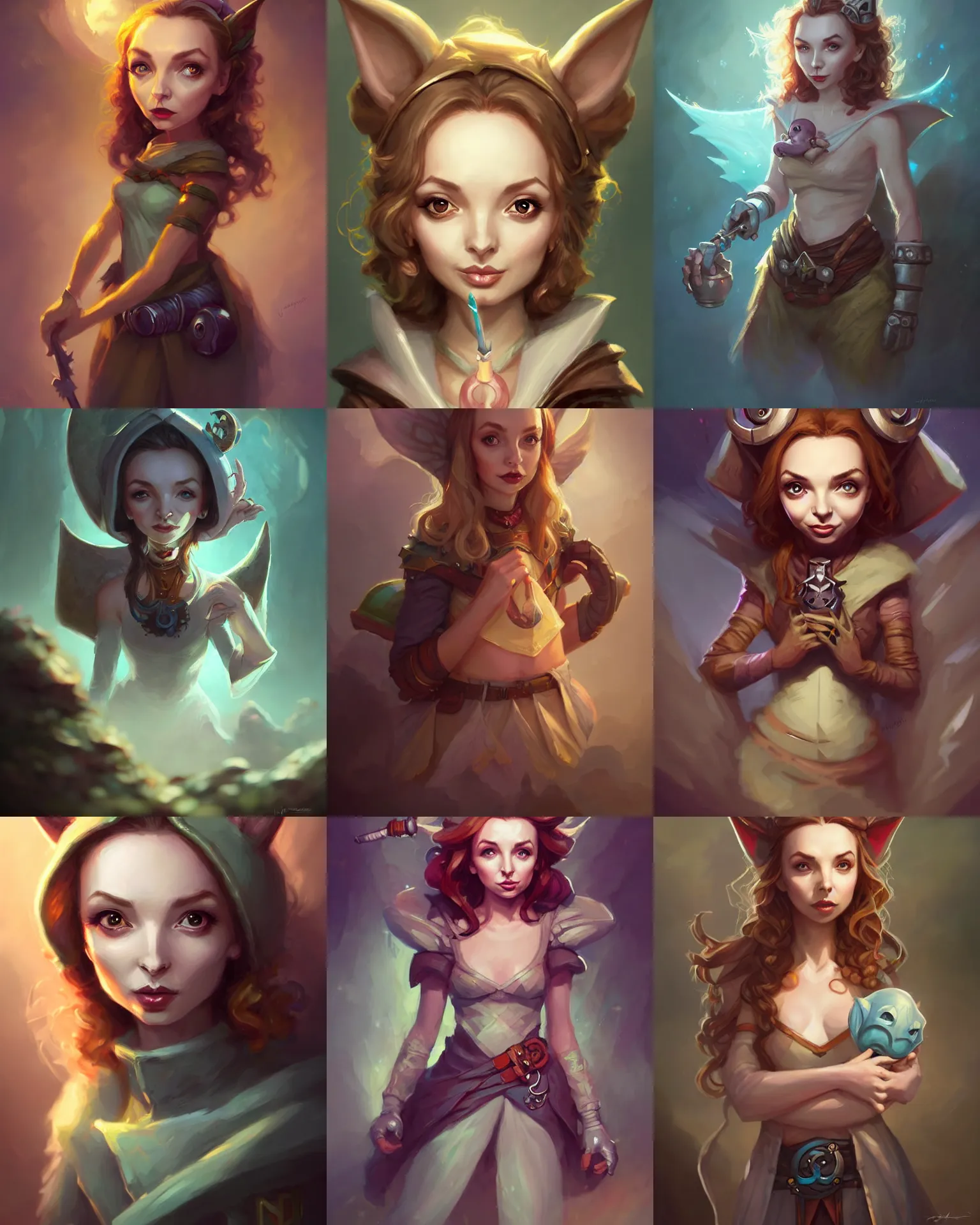 Prompt: cute little anthropomorphic jodie comer cute and adorable, pretty, beautiful, dnd character art portrait, matte fantasy painting, deviantart artstation, by jason felix by steve argyle by tyler jacobson by peter mohrbacher, cinema