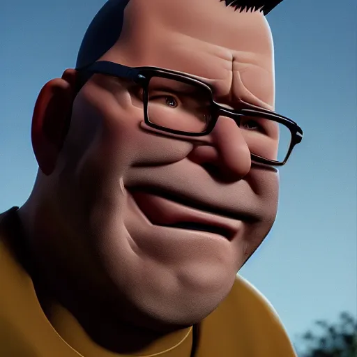 Prompt: realistic hank from king of the hill, octane render, trending on artstation, 4 k uhd, ultra detailed, photorealism