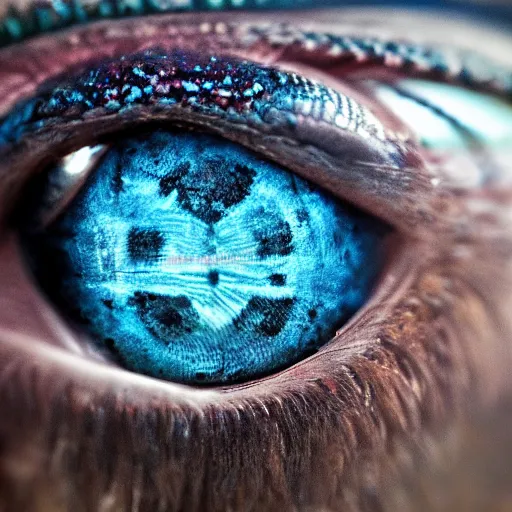 Image similar to a beautiful dragon's eyes, bule, 8 k, stunning, highly detailed, super macro, surrealist, close - up view,