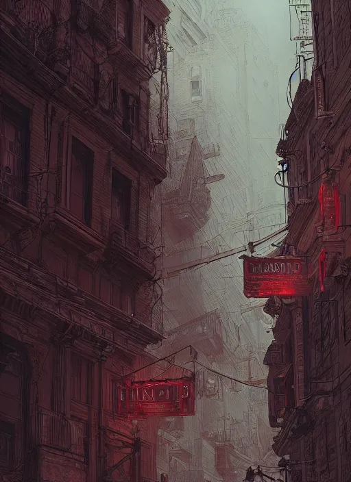 Image similar to Budapest , Dynamic lighting, cinematic, extremely high detail, photo realistic, cinematic lighting, pen and ink, red detailing, intricate line drawings, post processed, concept art, artstation, matte painting, style by Raphael Lacoste, Eddie Mendoza, Q Hayashida