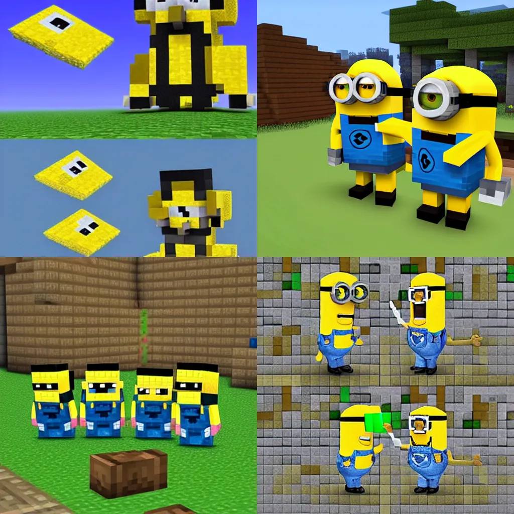 Prompt: minions in minecraft