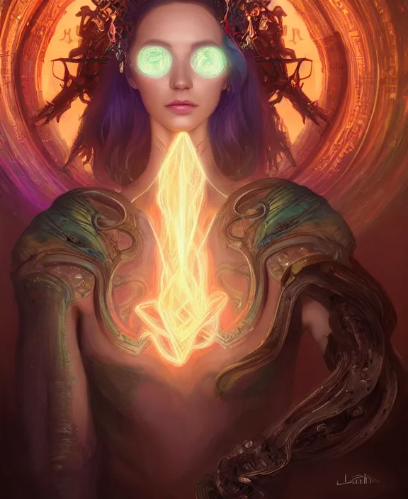 Image similar to whirlwind souls inside metaverse, half body, glowin eyes, tiara, pharaoh, forest, mushrooms, antiques, cyberpunk face, by loish, d & d, fantasy, intricate, elegant, highly detailed, colorful, vivid color, digital painting, artstation, concept art, art by artgerm and greg rutkowski and alphonse mucha and ruan jia