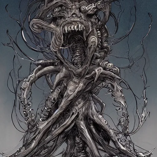 Image similar to a giant eldritch abomination by kim jung gi,