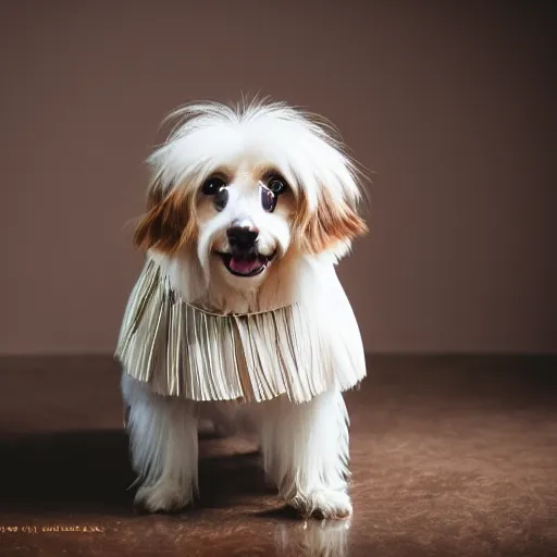 Prompt: a cream-colored Havanese dog dressed as a mariachi Singer, Leica 35mm, 4K