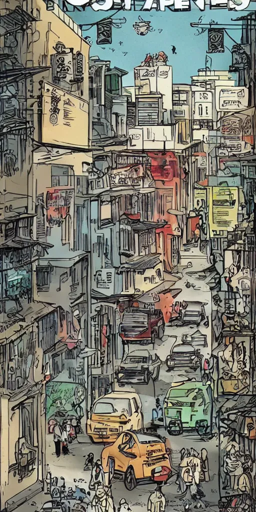 Prompt: singapore city streets, escaped lions, graphic novel