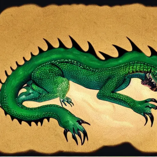 Prompt: an illustration of a western style green dragon sleeping on a rock, beautiful vivid emotional painting