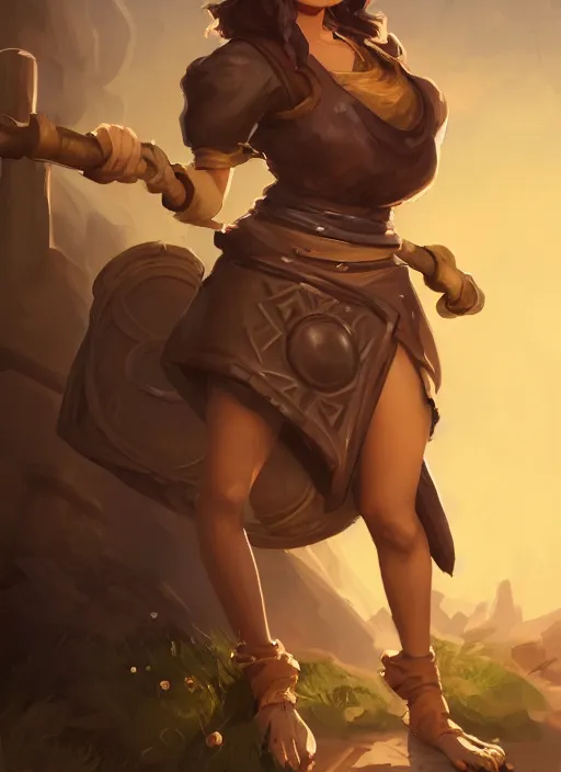 Image similar to a highly detailed illustration of naomi scott as kind blacksmith woman wearing apron, dramatic smile pose, intricate, elegant, highly detailed, centered, digital painting, artstation, concept art, smooth, sharp focus, league of legends concept art, wlop.