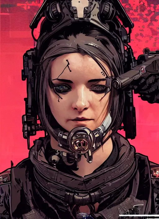 Prompt: cyberpunk blackops assassin babe. night vision. portrait by ashley wood and alphonse mucha and laurie greasley and josan gonzalez and james gurney. spliner cell, apex legends, rb 6 s, hl 2, d & d, cyberpunk 2 0 7 7. realistic face. dystopian setting.