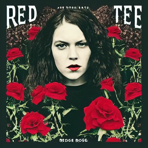 Image similar to album cover of a indie rock band, red rose, album cover art
