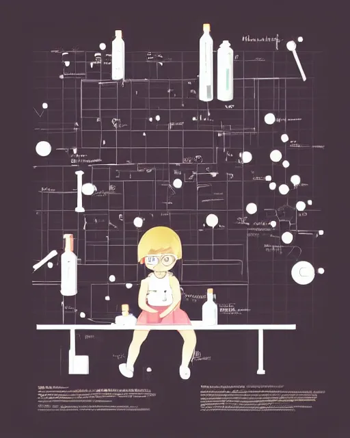 Image similar to a little girl in science lab experiment test tube microscope map. clean cel shaded vector art. minimalist illustration art by lois van baarle, artgerm, helen huang by makoto shinkai and ilya kuvshinov, rossdraws