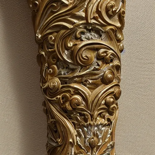 Prompt: an forearm with an intricate baroque ornament