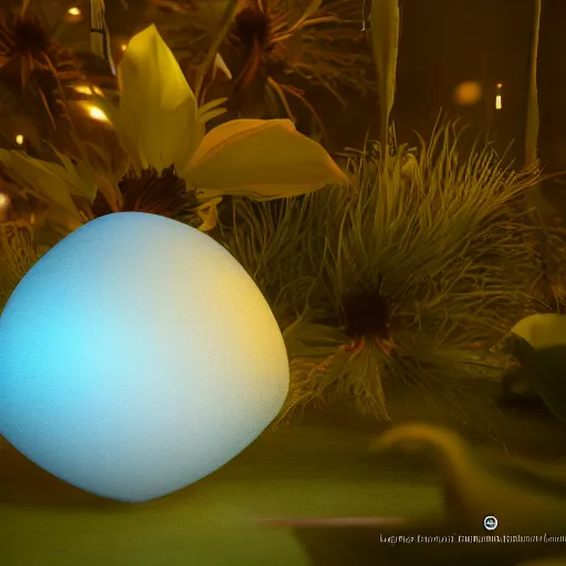 Image similar to Luminescent flower blooming at twilight, realism, photorealism, f 3.5, photography, octane render, highly detailed, vray, volumetric lighting, unreal engine