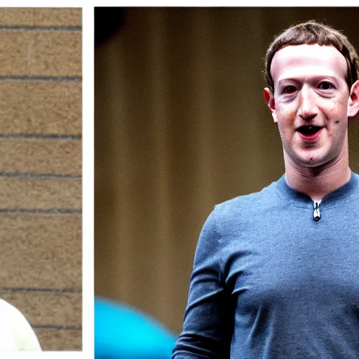 Image similar to mark zuckerberg taking off his human disguise