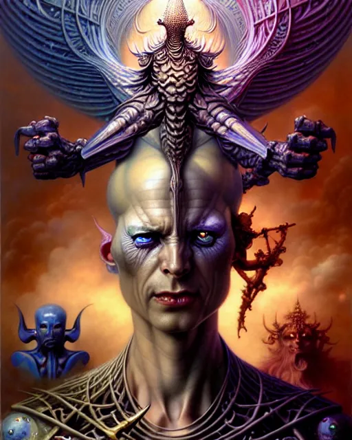 Image similar to the armies of heaven and hell, fantasy character portrait made of fractals facing each other, ultra realistic, wide angle, intricate details, the fifth element artifacts, highly detailed by peter mohrbacher, hajime sorayama, wayne barlowe, boris vallejo, aaron horkey, gaston bussiere, craig mullins