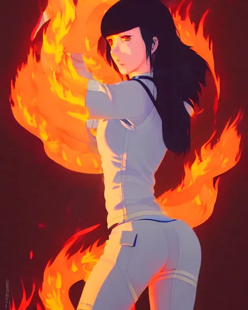 Prompt: female fireman, roaring flames!! | | very very anime!!!, beautiful fine - face, audrey plaza, realistic shaded perfect face, fine details. anime. realistic shaded lighting poster by ilya kuvshinov katsuhiro otomo ghost in the shell, magali villeneuve, artgerm, jeremy lipkin and michael garmash and rob rey